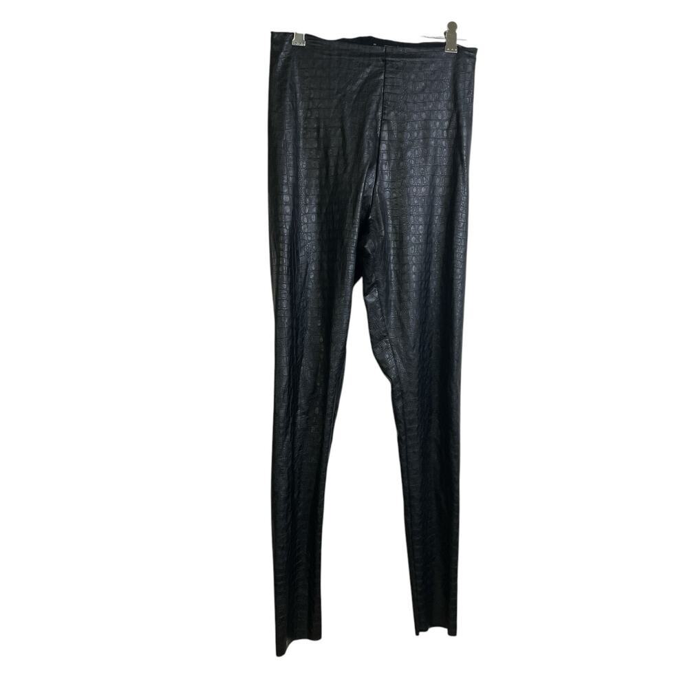 Commando Faux Leather Leggings Medium Black Womens Croc Embossed Compression
